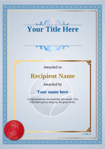 Tennis Certificate Template Free