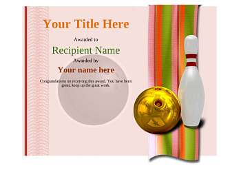 Free Ten Pin Bowling Certificate templates inc Printable Badges &amp; Medals