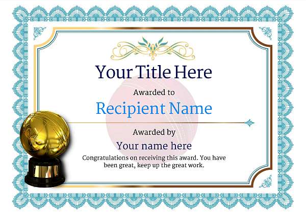 Free Cricket Certificate Templates Add Printable Badges Medals