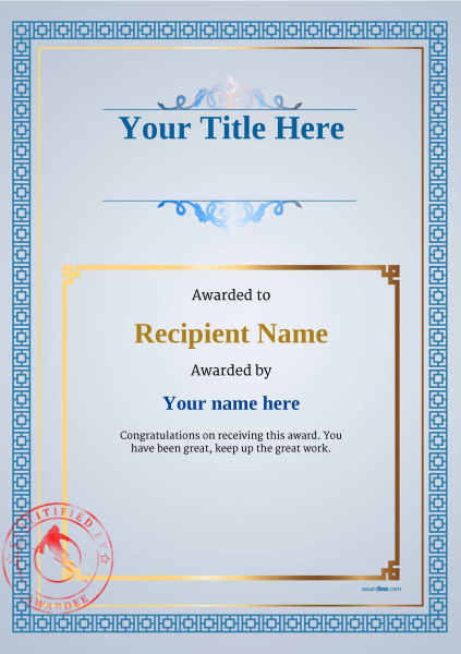 Free Skiing Certificate templates - Add Printable Badges &amp; Medals
