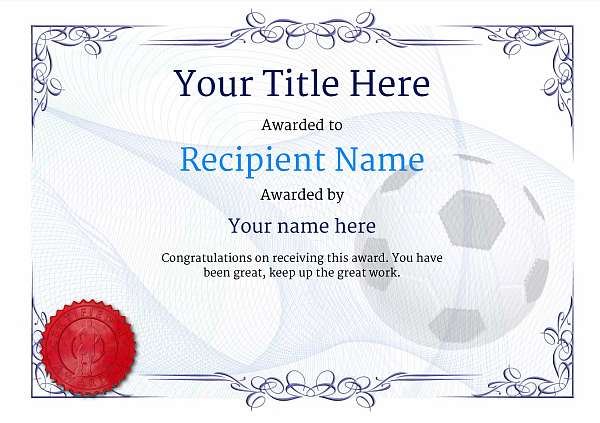 Free UK Football Certificate Templates Add Printable Badges Medals