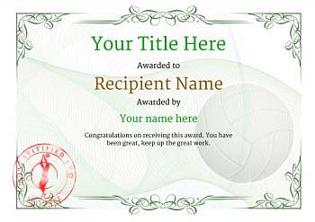 Free Volleyball Certificate templates - Add Printable Badges & Medals