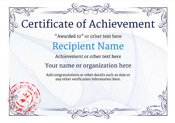 certificate-of-achievement-template-award-classic-style-2-blue-stamp Image