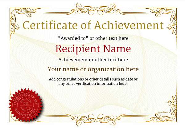 certificate-of-achievement-template-award-classic-style-2-yellow-seal Image