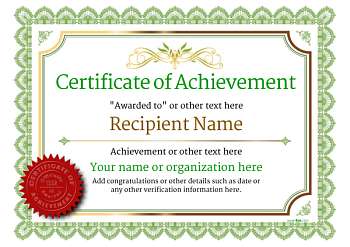 Certificate of Achievement - Free Templates easy to use Download & Print