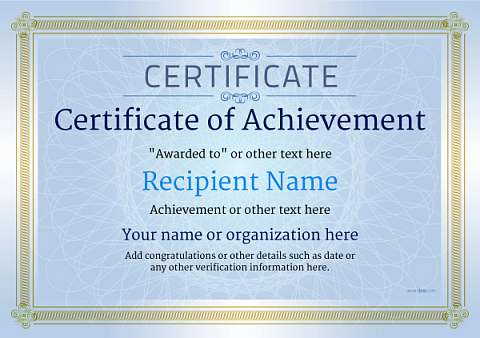 Certificate Of Achievement - Free Templates Easy To Use Download & Print