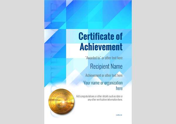 certificate-of-achievement-template-award-modern-style-2-blue-medal Image