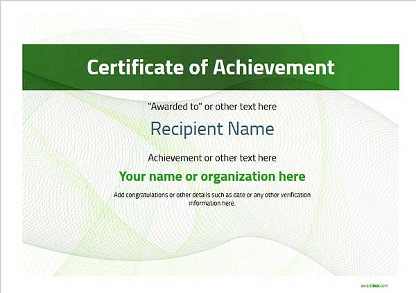 certificate-of-achievement-template-award-modern-style-3-green-blank Image