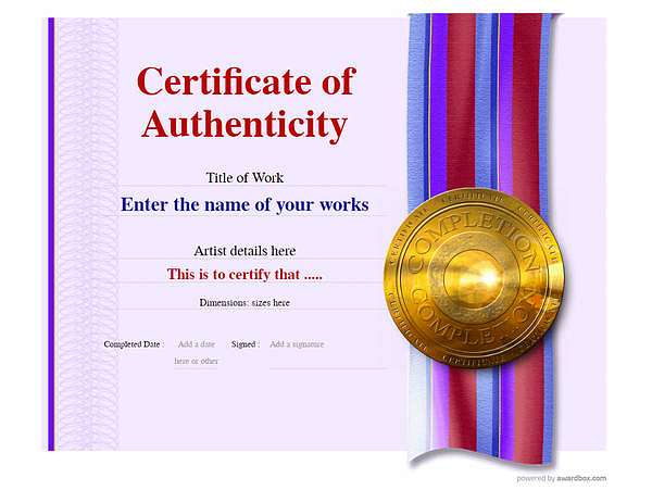 modern authenticity certificate with medallion Image
