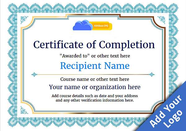 certificate-of-completion-template-award-classic-style-3-blue-blank Image