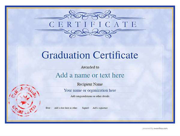 certificate of graduation template award classic style 1 blue stamp Image