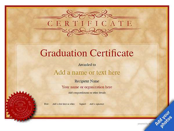 certificate of graduation template award classic style 1 default seal Image