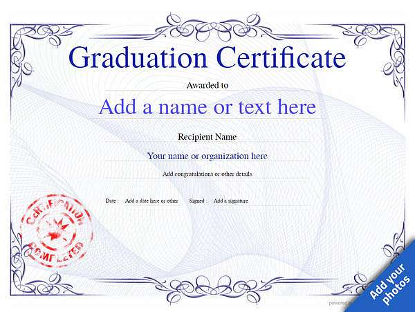 certificate of graduation template award classic style 2 blue stamp Image