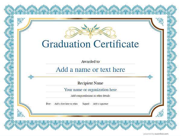 certificate of graduation template award classic style 3 blue blank Image