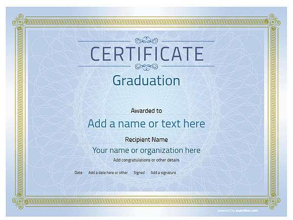 certificate of graduation template award classic style 4 blue blank Image
