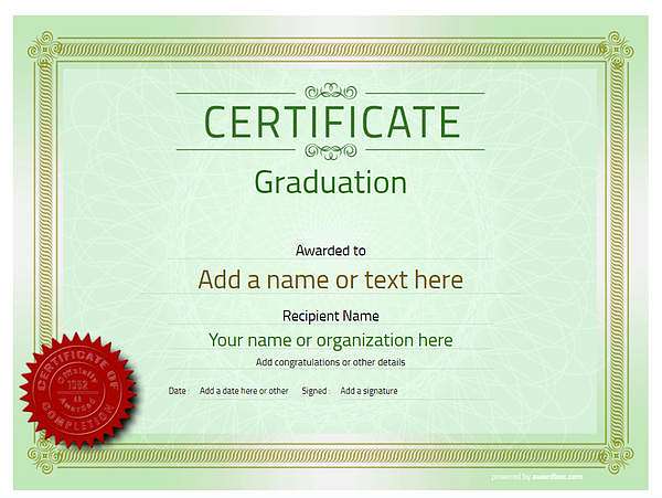 certificate of graduation template award classic style 4 green seal Image