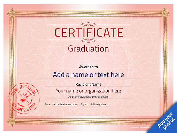 certificate of graduation template award classic style 4 red stamp Image