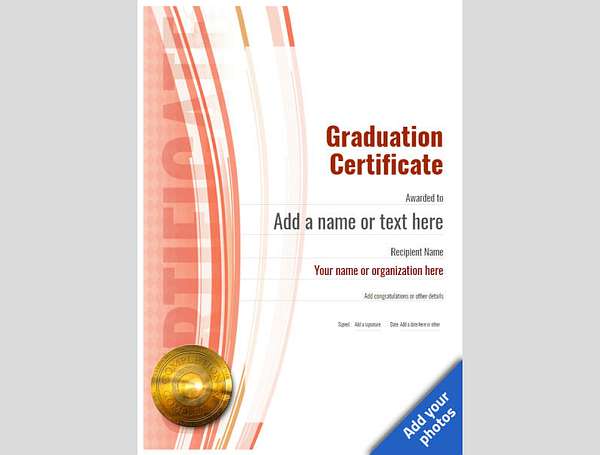 certificate of graduation template award modern style 1 red medal Image