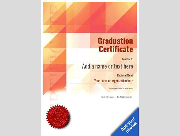 certificate of graduation template award modern style 2 red seal Image