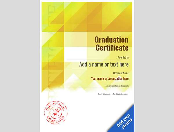 certificate of graduation template award modern style 2 yellow stamp Image