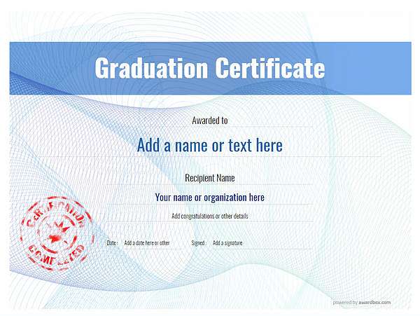 certificate of graduation template award modern style 3 blue stamp Image