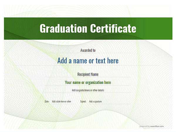 certificate of graduation template award modern style 3 green blank Image