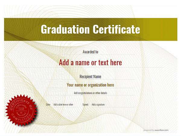 certificate of graduation template award modern style 3 yellow seal Image
