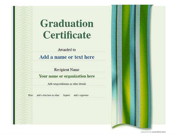 certificate of graduation template award modern style 4 green blank Image