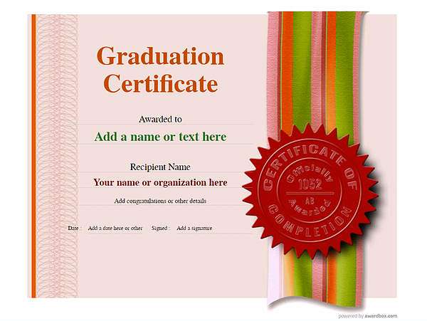 certificate of graduation template award modern style 4 red seal Image