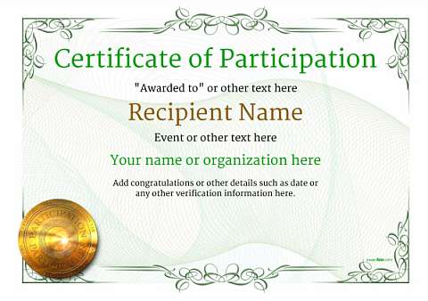 Participation Certificate Templates - Free, Printable, Add badges & medals.