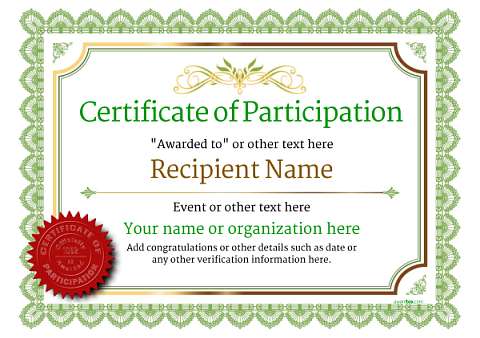 Participation Certificate Templates - Free, Printable, Add badges & medals.