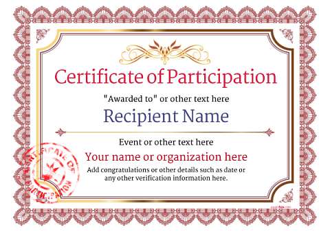 Participation Certificate Templates - Free, Printable, Add badges & medals.