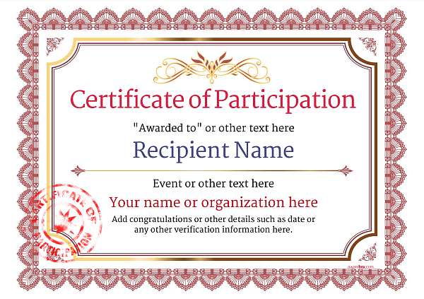 certificate-of-participation-template-award-classic-style-3-red-stamp Image