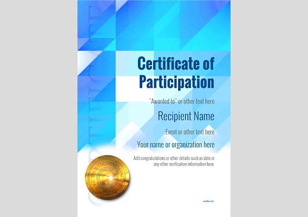 certificate-of-participation-template-award-modern-style-2-blue-medal Image