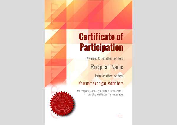 certificate-of-participation-template-award-modern-style-2-red-seal Image