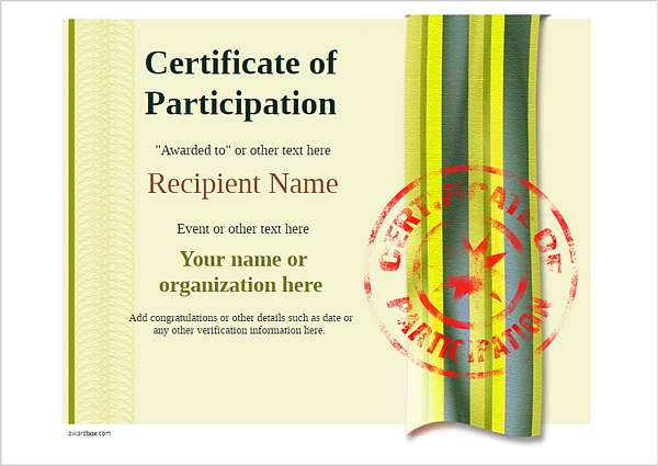 certificate-of-participation-template-award-modern-style-4-yellow-stamp Image