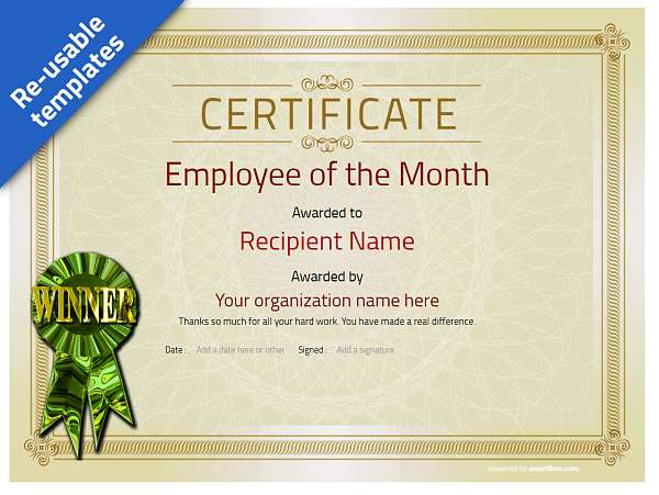 employee of the month certificate winner Image