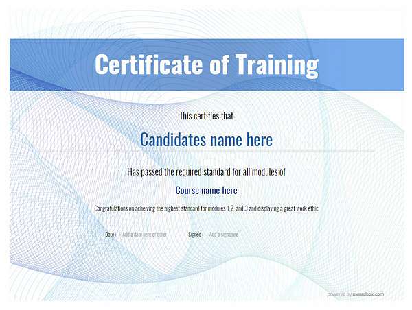 blue blank modern certificate of training Image