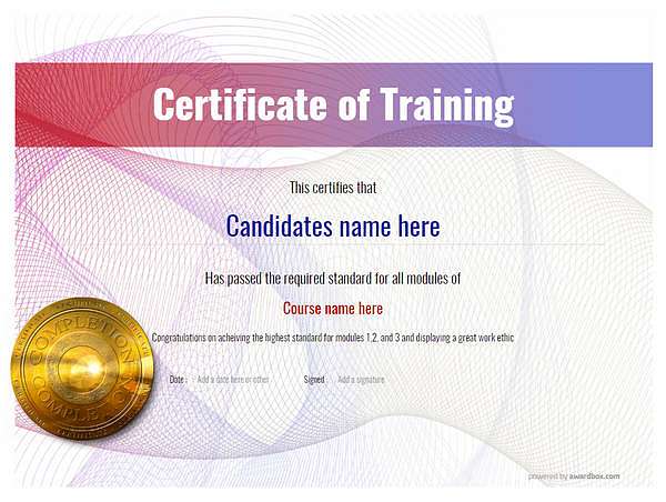 training certificate in modern style medal Image