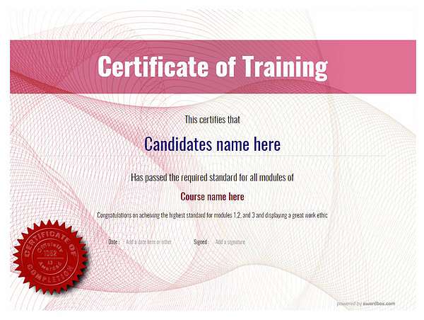 training certificate with completion seal modern Image