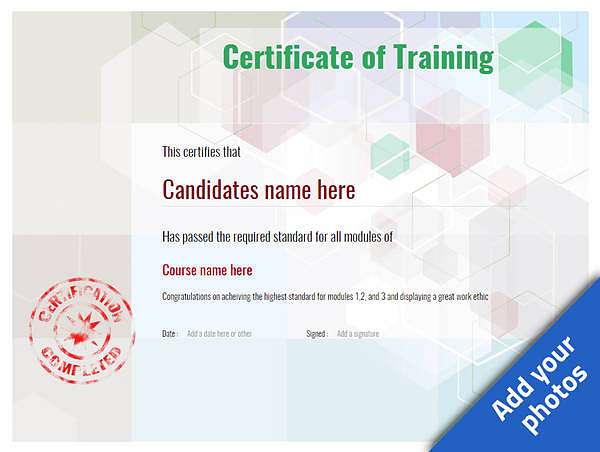modern training certificate with certified stamp Image