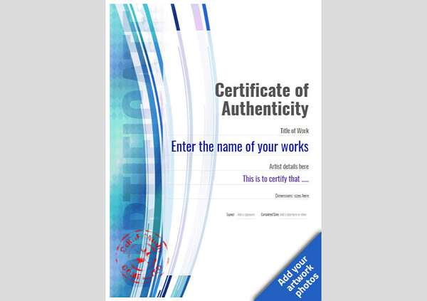 authenticity certificate in portrait format with stamp Image