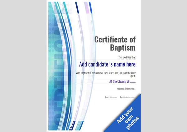 baptism certificate in portrait format blank Image