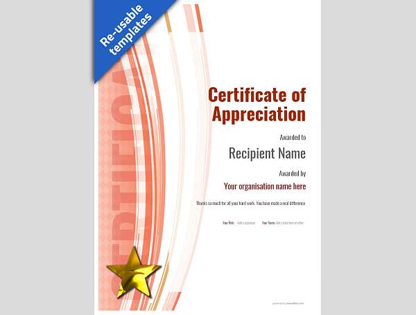 Ideal for good work appreciation template. Online certificate template and download in PDF format