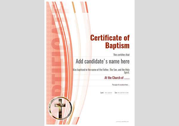 portrait format modern baptism certificate in red Image