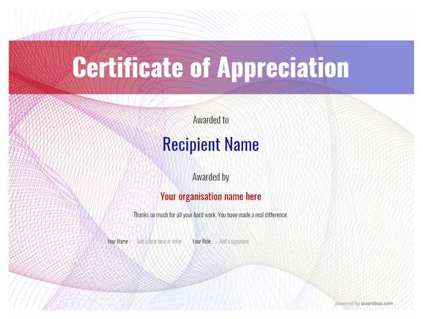 Appreciation certificate for retirement or teachers in modern style. Easily editable online