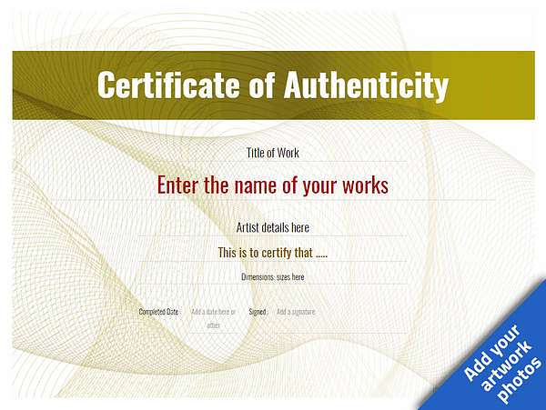 blank modern authenticity certificate Image