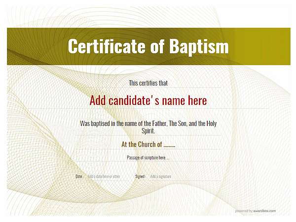 blank modern certificate of baptism Image