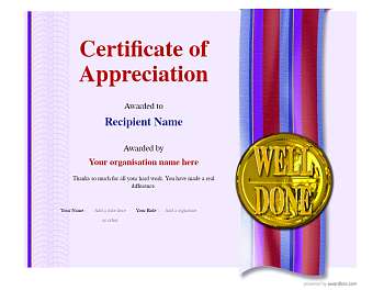 Certificate of Appreciation and Thank You - Free and Simple to Use