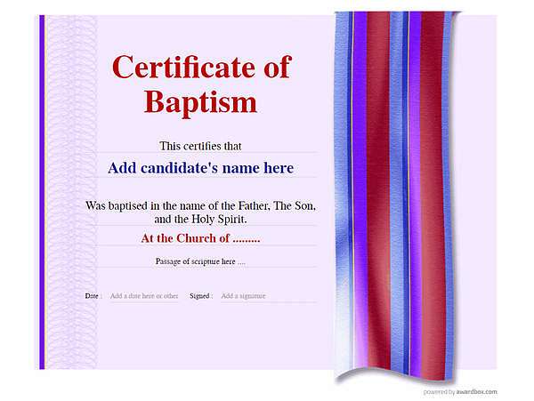 baptism certificate in modern style with blank graphic